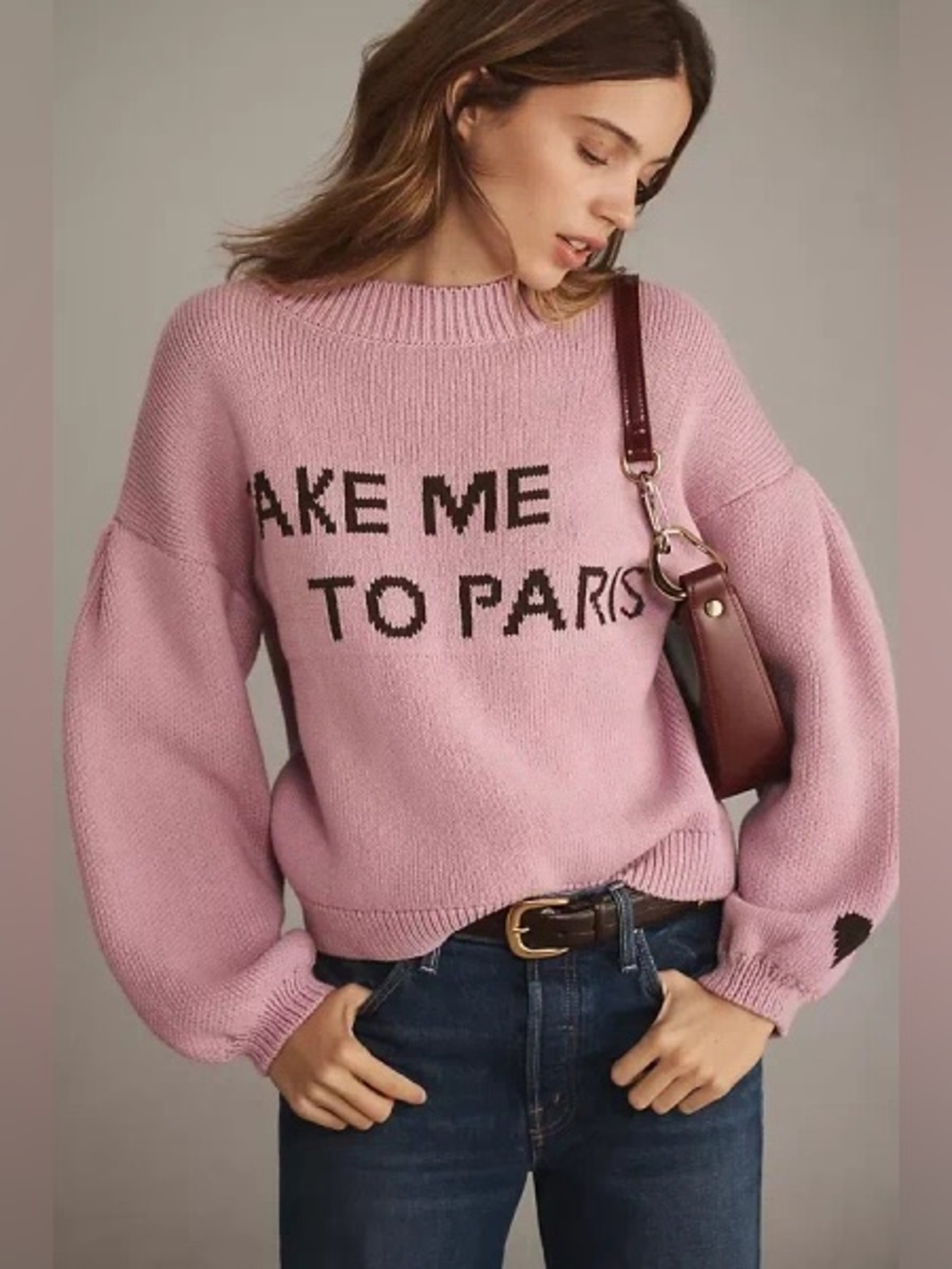 ANTHROPOLOGIE | MEDIUM MAEVE GRAPHIC CITY TAKE ME TO PARIS KNIT SWEATER